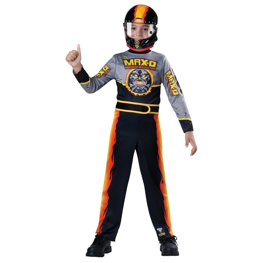 Monster Jam Max-D Driver Halloween Costume Boys Size 12 Mask Jumpsuit‎